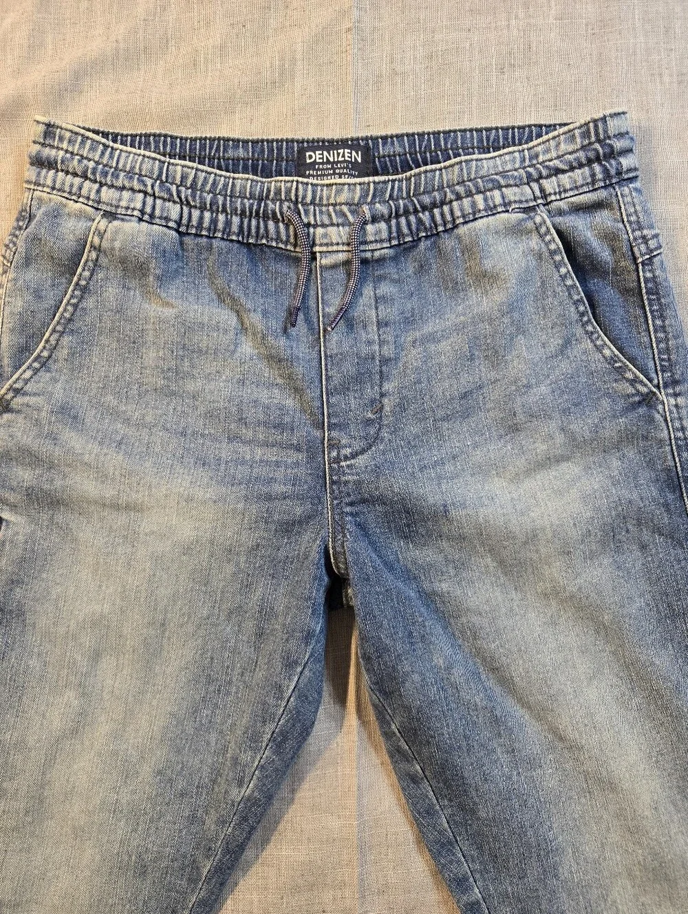 DENIZEN From Levis Boys Size 16 Light Wash Denim Drawstring Jogger Pants